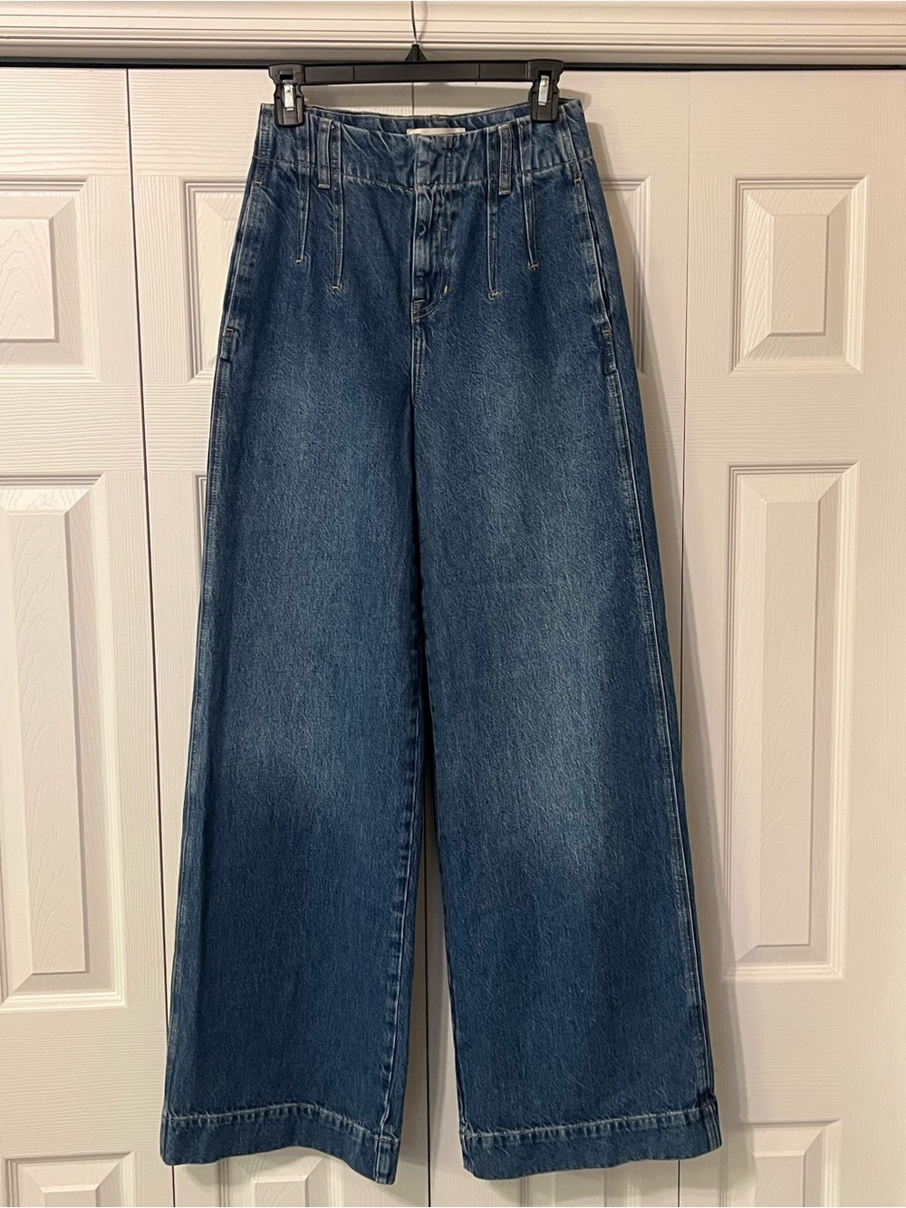 Boden Mid Rise Wide Leg Stitch Detail Pleated Jeans Women’s Size 26 Long - Picture 2 of 13